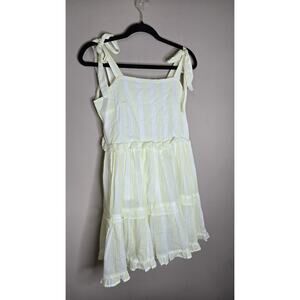 Mi Ami Yellow Striped Tiered Sundress Size Small Boho Cottagecore Bow Straps